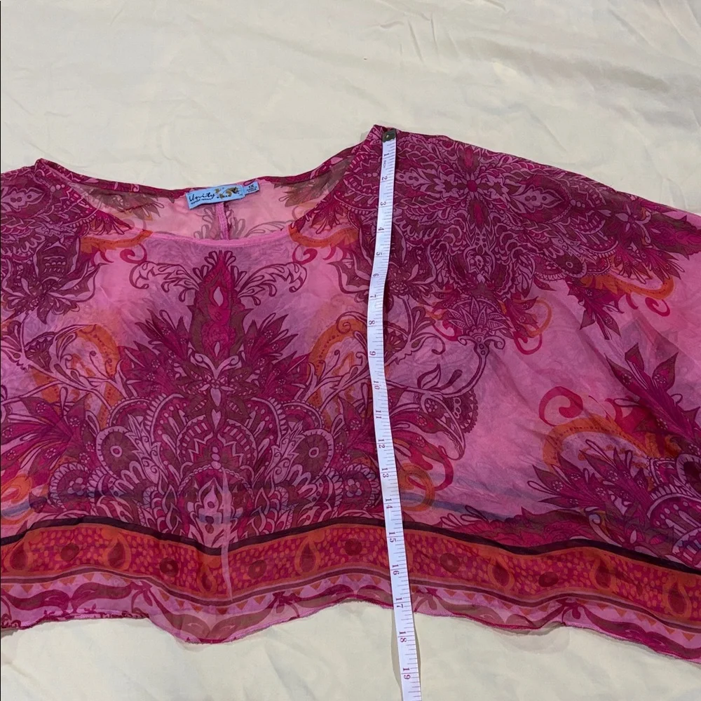 Unity World Wear Pink and Orange Sheer Crop Top - Picture 3 of 5